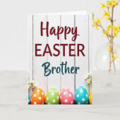 Frohe Ostern Bruder Polka Dot Karte (Gelbe Blume)