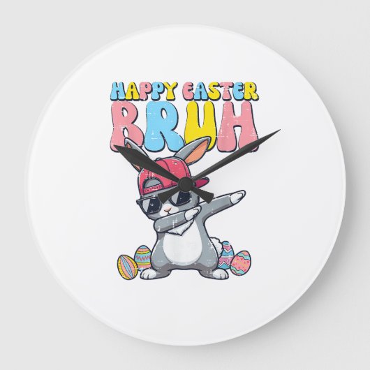 Frohe Ostern Bruh Bunny Dab Rabbit Dance Jungen Ki Große Wanduhr (Vorderseite)