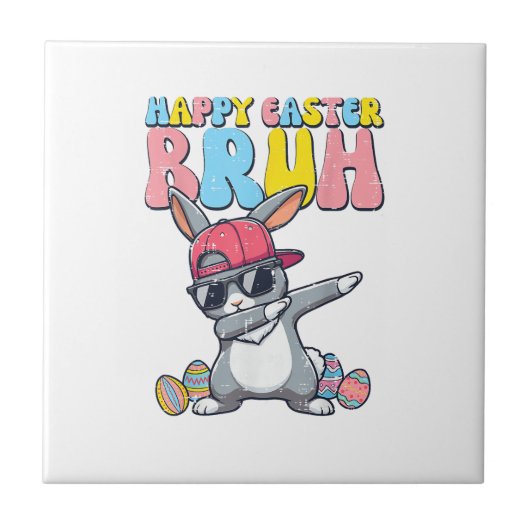 Frohe Ostern Bruh Bunny Dab Rabbit Tanz Jungen Kin Fliese (Vorderseite)
