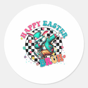 Frohe Ostern Bruh Dabbing Osterhase Ostereiersuche Runder Aufkleber