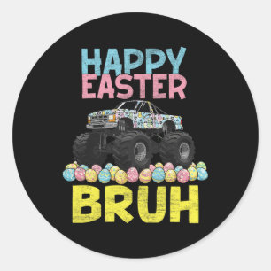 Frohe Ostern Bruh Lustiger Monster Truck Hase Eier Runder Aufkleber