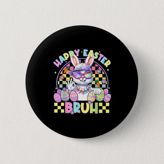 Frohe Ostern Bruh Lustiges Sechs Sieben Meme Hase Button (Vorderseite)