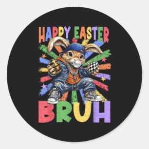 Frohe Ostern Bruh Osterhase Ostereier suchen  Runder Aufkleber