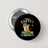 Frohe Ostern Bruh Süßer Tiger Hasenohren Korb Ei Button (Vorne & Hinten)