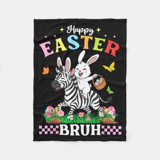 Frohe Ostern Bruh Süßer Zebra-Hasenohren-Korb-Ei Fleecedecke (Vorderseite)