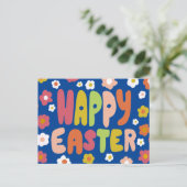 FROHE OSTERN Bubble Buchstaben Farbige Frühlings C Postkarte (Stehend Vorderseite)