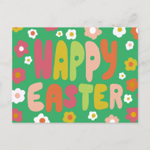 FROHE OSTERN Bubble Buchstaben Farbige Frühlings C Postkarte
