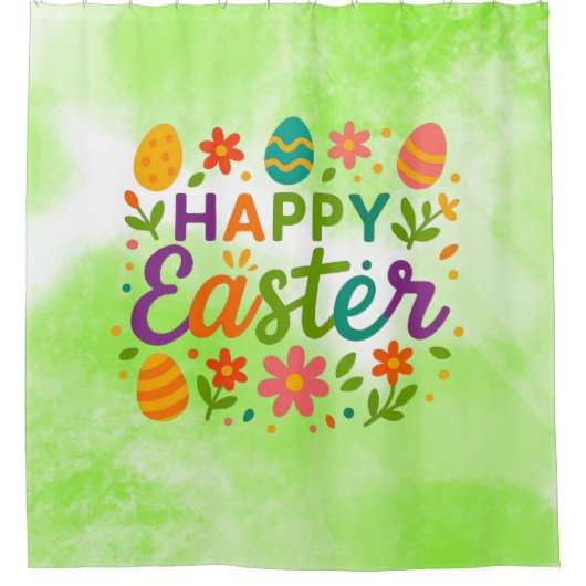 Frohe Ostern bunt Duschvorhang (Vorderseite)