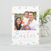Frohe Ostern Bunt getupfte Fotokarte Feiertagskarte (Stehend Vorderseite)
