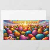 Frohe Ostern Bunte Eier auf einer Frühlingswiese (Vorne/Hinten)