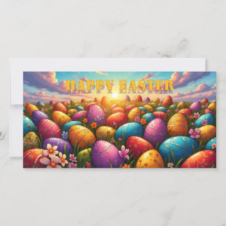 Frohe Ostern Bunte Eier auf einer Frühlingswiese