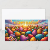 Frohe Ostern Bunte Eier auf einer Frühlingswiese (Vorne/Hinten)