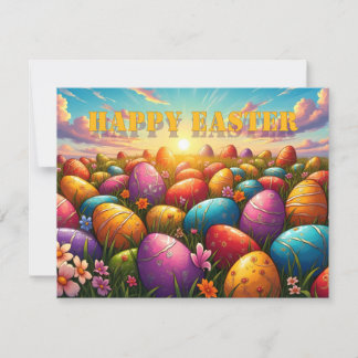 Frohe Ostern Bunte Eier auf einer Frühlingswiese