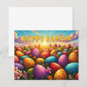Frohe Ostern Bunte Eier auf einer Frühlingswiese (Vorne/Hinten)