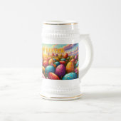 Frohe Ostern Bunte Eier auf einer Frühlingswiese Bierglas (VorderseiteRechts)