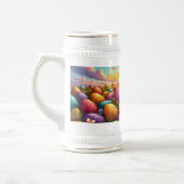 Frohe Ostern Bunte Eier auf einer Frühlingswiese Bierglas (Links)