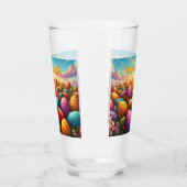 Frohe Ostern Bunte Eier auf einer Frühlingswiese Glas (Links)