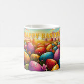 Frohe Ostern Bunte Eier auf einer Frühlingswiese Kaffeetasse (Mittel)