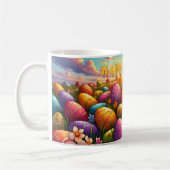 Frohe Ostern Bunte Eier auf einer Frühlingswiese Kaffeetasse (Links)