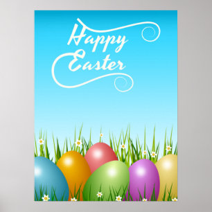 "FROHE OSTERN" BUNTE OSTEREIER POSTER