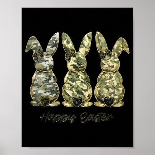 Frohe Ostern Camo Bunny Rabbit Coquette Schleife Poster (Vorne)