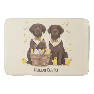 Frohe Ostern Chocolate Labrador Retriever Hunde Badematte