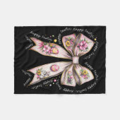 Frohe Ostern Coquette Bunny Bow Floral Ostern Mädc Fleecedecke (Vorderseite (Horizontal))
