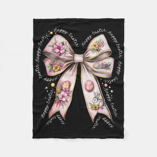 Frohe Ostern Coquette Bunny Bow Floral Ostern Mädc Fleecedecke (Vorderseite)