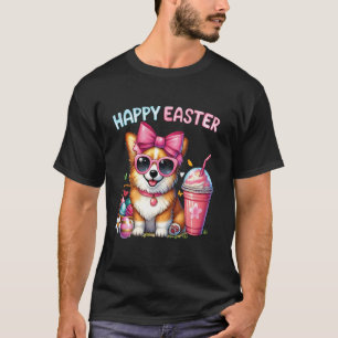 Frohe Ostern Corgi Hund Osterhase Frauen Kinder T-Shirt