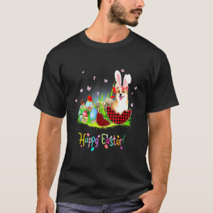 Frohe Ostern Corgi Rot Kariert Osterei Mit Hase T-Shirt