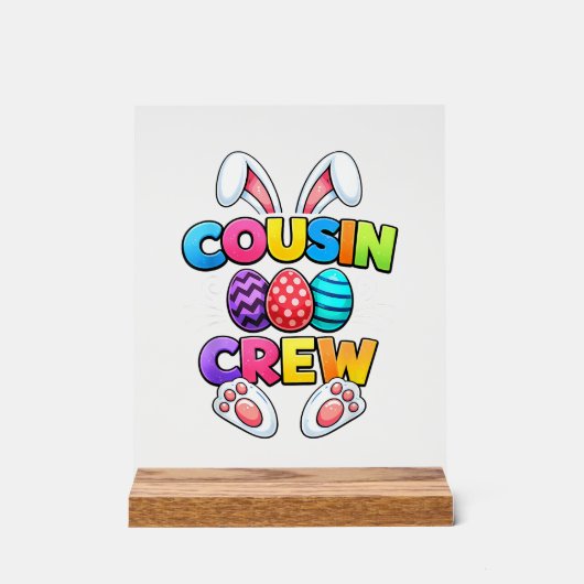Frohe Ostern Cousin Crew Bunny Familie Passende Ea Acrylschild (Vorderseite)