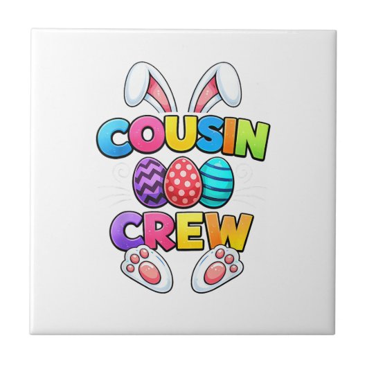 Frohe Ostern Cousin Crew Bunny Familie Passende Ea Fliese (Vorderseite)