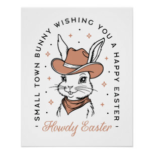 Frohe Ostern Cowboy Hase Western Land Wünsche Poster