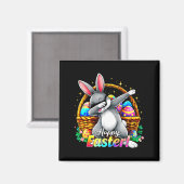 Frohe Ostern Dabbing Bunny Lustiger Ostereierkorb Magnet (Vorderseite/Rückseite)