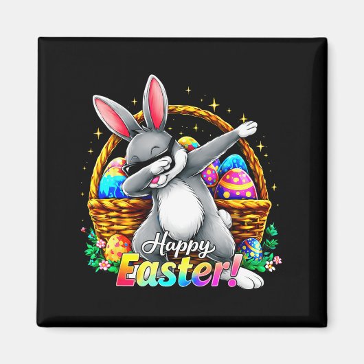 Frohe Ostern Dabbing Bunny Lustiger Ostereierkorb Magnet (Vorne)