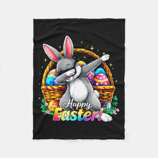 Frohe Ostern Dabbing Hase Lustiger Eierkorb Männer Fleecedecke (Vorderseite)
