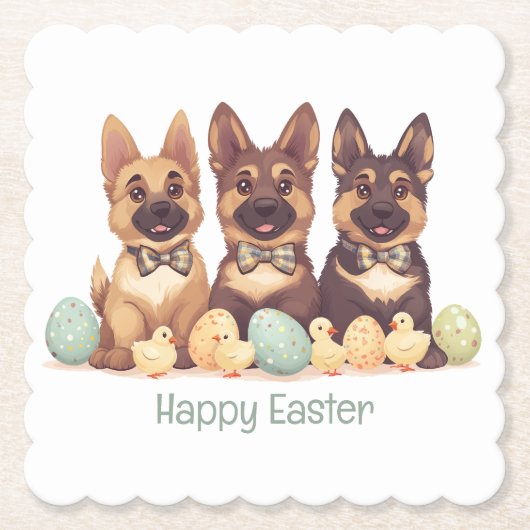 Frohe Ostern Deutsche Schäferhunde Untersetzer (Vorderseite)