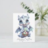 Frohe Ostern Drachen Postkarte (Stehend Vorderseite)