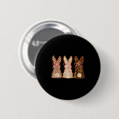 Frohe Ostern Drei Hasen Patchwork Lustiger Hase Button (Vorne & Hinten)