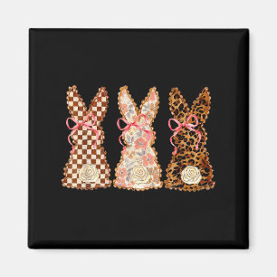 Frohe Ostern Drei Hasen Patchwork Lustiger Hase Magnet