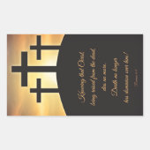 Frohe Ostern Drei Kreuze auf Calvary Rechteckiger Aufkleber (Vorderseite)