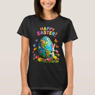 Frohe Ostern Earth Day 2026 Bunny Weltkarte Ostern T-Shirt