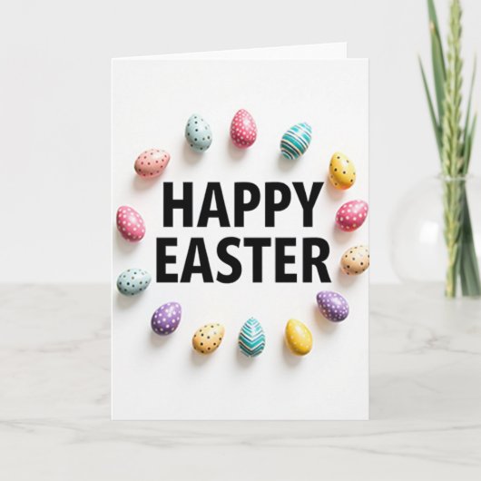 Frohe Ostern Ei Girlande Karte (Vorderseite)