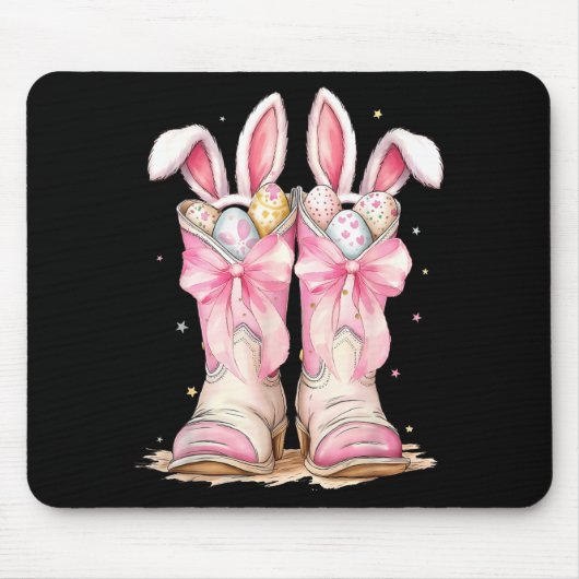 Frohe Ostern Ei Howdy Western Cowboy Stiefel Hase  Mousepad (Vorne)