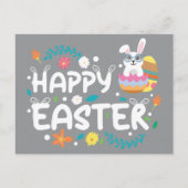 Frohe Ostern, Eier, Bunny & Blume Postkarte (Vorderseite)