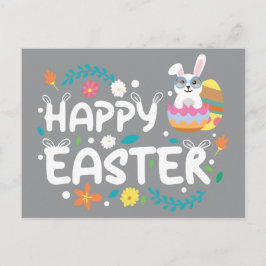 Frohe Ostern, Eier, Bunny & Blume Postkarte
