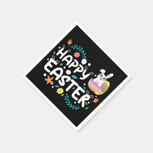 Frohe Ostern, Eier, Bunny & Blume Serviette (Ecke)