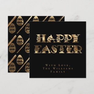 Frohe Ostern Eier Elegant Schwarz und Gold Ostern Feiertagskarte