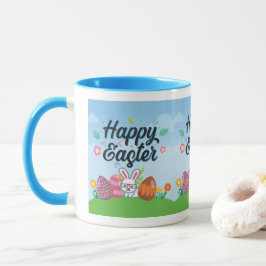 Frohe Ostern Eier Hase & Blumen Tasse
