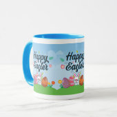 Frohe Ostern Eier Hase & Blumen Tasse (Vorderseite Links)